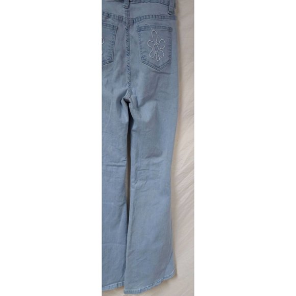 Shein Teens SZ 4 High Rise Flare Leg Light Wash Floral Stretch Jeans 26/28X33 - Picture 8 of 13